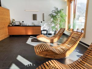 Catrina Resort Unterkunfttipp Disentis Graubünden Schweiz Ruheraum im Wellnessbereich