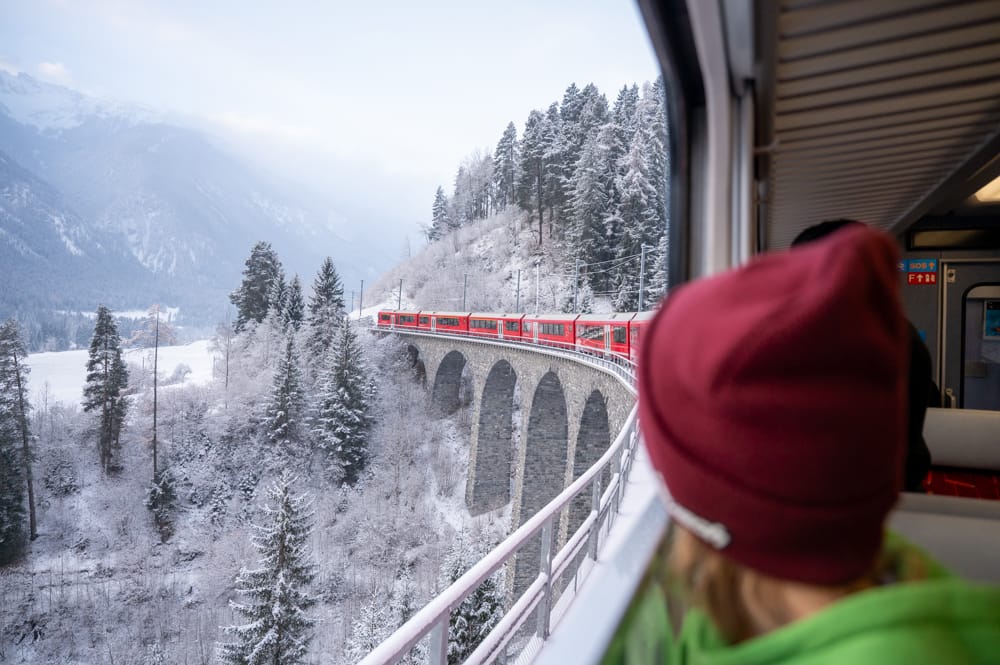 Zugreise Chur Tirano Rhätische Bahn mit Kindern